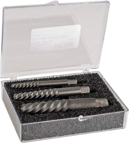 Cleveland - 3 Piece Spiral Flute Screw Extractor Set - Screw Range 25/32 to 1-7/8" - Industrial Tool & Supply