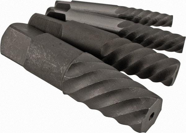 Cleveland - 4 Piece Spiral Flute Screw Extractor Set - Screw Range 15/32 to 1" - Industrial Tool & Supply