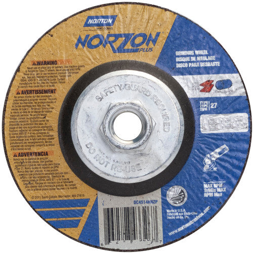 6″ × 1/8″ × 5/8″-11 NorZon Plus Non-Woven Depressed Center Wheel Type 27 24 Grit - Industrial Tool & Supply