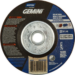 4-1/2 × 3/32 × 5/8 - 11″ Gemini INOX/SS Cutting Wheel A 30 Q BDA Type 27/42 - Industrial Tool & Supply