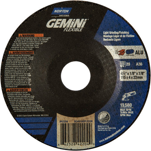 4-1/2″ × 1/8″ × 7/8 ″ Gemini Non-Woven Depressed Center Wheel Type 29 36 Grit - Industrial Tool & Supply