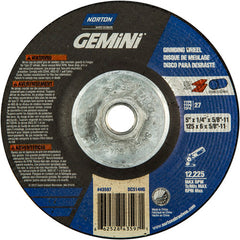 5 × 1/4 × 5/8 - 11″ Gemini Grinding Wheel A 24 S BDA Type 27 - Industrial Tool & Supply