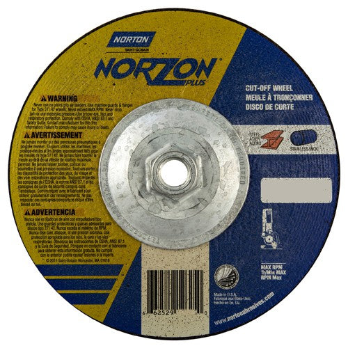 7″ × 1/8″ × 5/8″-11 NorZon Plus Non-Woven Depressed Center Wheel Type 27 - Industrial Tool & Supply