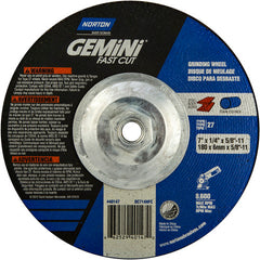 7 × 1/4 × 5/8 - 11″ Gemini Fast Cut Grinding Wheel A 24 N Type 27 - Industrial Tool & Supply