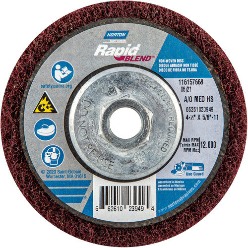 4-1/2″ × 5/8″-11 Rapid Prep Depressed Center Finishing Wheel 150-180 Grit Aluminum Oxide - Industrial Tool & Supply