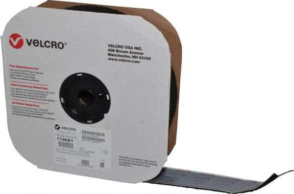 VELCRO Brand - 2" Wide x 25 Yd Long Adhesive Backed Loop Roll - Continuous Roll, Black - Industrial Tool & Supply