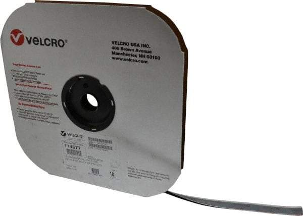 VELCRO Brand - 5/8" Wide x 10 Yd Long Adhesive Backed Loop Roll - Continuous Roll, Black - Industrial Tool & Supply