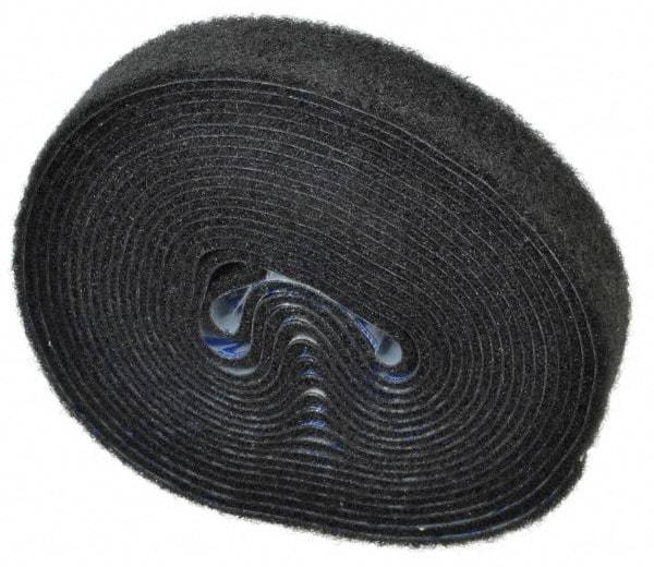 VELCRO Brand - 1" Wide x 5 Yd Long Adhesive Backed Loop Roll - Continuous Roll, Black - Industrial Tool & Supply
