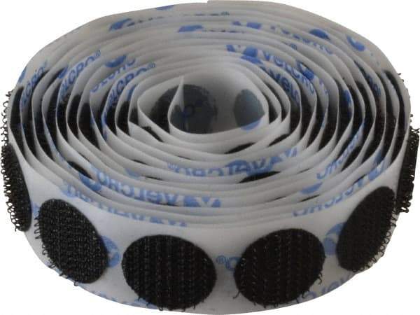 VELCRO Brand - 100 Piece 5/8" Wide Adhesive Backed Hook Dots - Packaged Pieces, Black - Industrial Tool & Supply