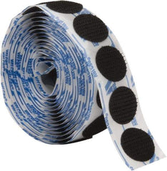 VELCRO Brand - 100 Piece 3/4" Wide Adhesive Backed Hook Dots - Packaged Pieces, Black - Industrial Tool & Supply