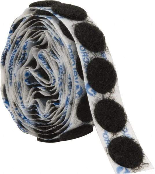 VELCRO Brand - 100 Piece 5/8" Wide Adhesive Backed Loop Dots - Packaged Pieces, Black - Industrial Tool & Supply