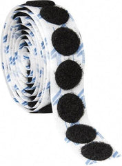 VELCRO Brand - 100 Piece 3/4" Wide Adhesive Backed Loop Dots - Packaged Pieces, Black - Industrial Tool & Supply