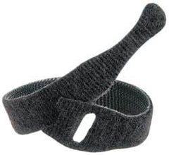 VELCRO Brand - 10 Piece 3/4" Wide x 8" Piece Length, Self Fastening Tie/Strap Hook & Loop Strap - Perforated/Pieces Roll, Black - Industrial Tool & Supply