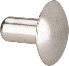 Made in USA - 1/4" Body Diam, Brazier Aluminum Solid Rivet - 1/2" Length Under Head, Grade 2117-T4, 5/8" Head Diam x 1/8" Head Height - Industrial Tool & Supply