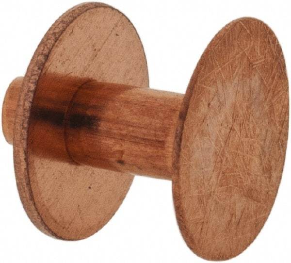 Made in USA - #12 Wire Body Diam, Flat Copper Belt Rivet with Washer - 3/8" Length Under Head, 3/8" Head Diam - Industrial Tool & Supply