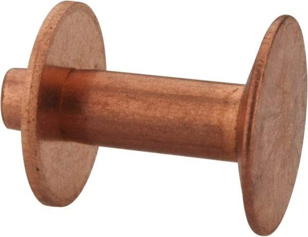 Made in USA - #12 Wire Body Diam, Flat Copper Belt Rivet with Washer - 1/2" Length Under Head, 3/8" Head Diam - Industrial Tool & Supply