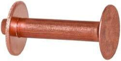 Made in USA - #12 Wire Body Diam, Flat Copper Belt Rivet with Washer - 3/4" Length Under Head, 3/8" Head Diam - Industrial Tool & Supply