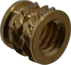E-Z LOK - #2-56, 0.118" Small to 0.123" Large End Hole Diam, Brass Single Vane Tapered Hole Threaded Insert - 0.136" Insert, 0.122" Pilot Diam, 0.115" OAL, 0.08" Min Wall Thickness - Industrial Tool & Supply