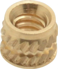 E-Z LOK - #4-40, 0.153" Small to 0.159" Large End Hole Diam, Brass Single Vane Tapered Hole Threaded Insert - 0.172" Insert, 0.157" Pilot Diam, 0.135" OAL, 0.093" Min Wall Thickness - Industrial Tool & Supply