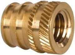 E-Z LOK - 3/8-16, 0.488" Small to 0.54" Large End Hole Diam, Brass Double Vane Tapered Hole Threaded Insert - 9/16" Insert, 0.493" Pilot Diam, 5/8" OAL, 0.293" Min Wall Thickness - Industrial Tool & Supply