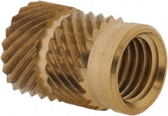 E-Z LOK - 1/4 28 UNF, 0.341" Diam, Brass Unheaded Heat Installed Threaded Insert - 0.315" Hole, 1/2" OAL, 0.341" Head Diam - Industrial Tool & Supply