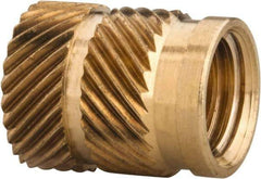 E-Z LOK - 5/16 24 UNF, 0.403" Diam, Brass Unheaded Heat Installed Threaded Insert - 0.378" Hole, 1/2" OAL, 0.403" Head Diam - Industrial Tool & Supply