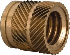 E-Z LOK - 3/8 16 UNC, 0.494" Diam, Brass Unheaded Heat Installed Threaded Insert - 15/32" Hole, 1/2" OAL, 0.494" Head Diam - Industrial Tool & Supply