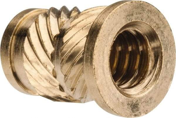 E-Z LOK - #10 24 UNC, 0.278" Diam, Brass Headed Heat Installed Threaded Insert - 1/4" Hole, 0.418" OAL x 0.04" High, 5/16" Head Diam - Industrial Tool & Supply