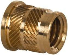 E-Z LOK - 3/8 16 UNC, 0.494" Diam, Brass Headed Heat Installed Threaded Insert - 15/32" Hole, 9/16" OAL x 0.065" High, 0.551" Head Diam - Industrial Tool & Supply