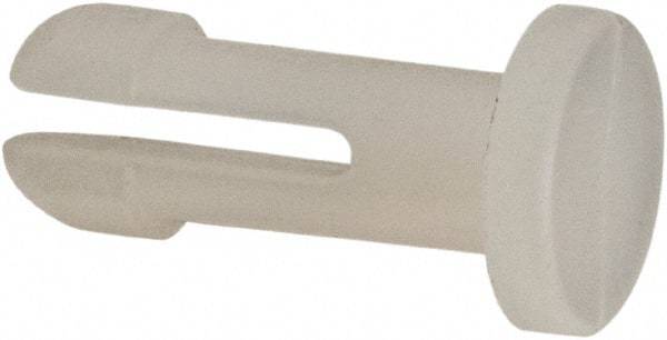 Made in USA - 0.115" Hole Diam, 0.395" OAL, Split Shank, Nylon Panel Rivet - 1/4" Material Thickness, 13/64" Head Diam - Industrial Tool & Supply