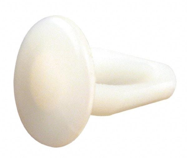Made in USA - 0.182" to 0.192" Hole Diam, Arrow Shank, Nylon Panel Rivet - 0.525" Length Under Head, 0.165" to 0.185" Material Thickness, 3/8" Head Diam - Industrial Tool & Supply