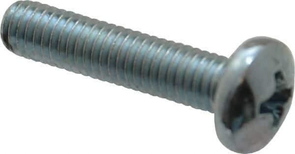 Value Collection - #10-32 UNF, 7/8" Length Under Head Phillips Drive Machine Screw - Pan Head, Grade 2 Steel, Zinc-Plated Finish, Without Washer - Industrial Tool & Supply