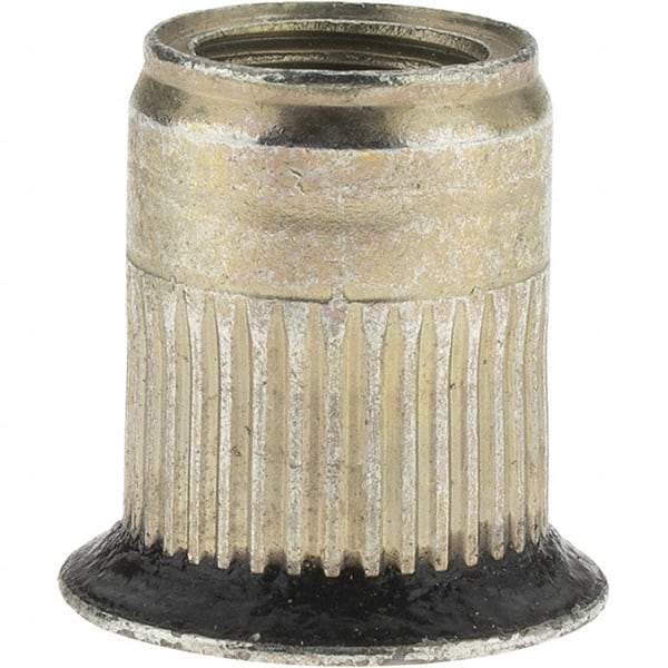 Value Collection - 3/8-24, 0.53 Insert Diam, 0.69" OAL, Sealed Head Open End Threaded Insert - 0.5312" Hole Diam, 0.685" Head Diam, 1008/1010 Steel, Clear Protective Coating & Zinc Yellow Dichromate Finish - Industrial Tool & Supply