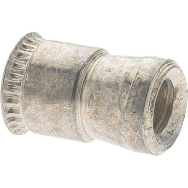 Value Collection - #6-32 UNC, Cadmium-Plated, Steel Knurled Rivet Nut Inserts - 0.03" to 0.09" Grip, 7/32" Drill Size, 0.24" Body Diam - Industrial Tool & Supply