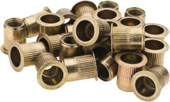 Value Collection - 3/8-24, 0.53 Insert Diam, 0.69" OAL, Knurled Body Open End Threaded Insert - 0.5312" Hole Diam, 0.685" Head Diam, 1008/1010 Steel, Clear Protective Coating & Zinc Yellow Dichromate Finish - Industrial Tool & Supply