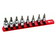 8 Piece - On 1/4" IP9; IP10; IP15; IP20. On 3/8" IP25; IP27; IP30 & IP40 On Rail - 1/4 & 3/8" Drive - TorxPlus Socket Set - Industrial Tool & Supply