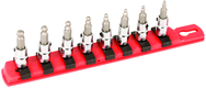 8 Piece - Ball End Hex Bit Socket - 3/32; 7/64; 1/8; 9/64; 5/32; 3/16; 7/32; 1/4" On Rail - 1/4" Square Drive with 1/4" Replaceable Hex Bits - Industrial Tool & Supply