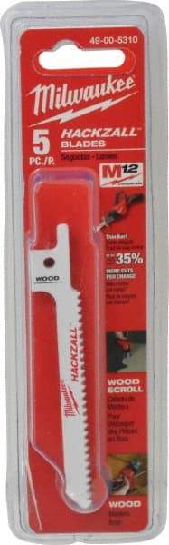 Milwaukee Tool - 3-1/2" Long x 5/16" Thick, Bi-Metal Reciprocating Saw Blade - Scroll Profile, 10 TPI, Toothed Edge, Universal Shank - Industrial Tool & Supply