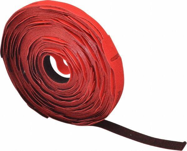 VELCRO Brand - 75 Piece 1" Wide x 12" Piece Length, Self Fastening Tie/Strap Hook & Loop Strap - Perforated/Pieces Roll, Red, Printable Surface - Industrial Tool & Supply