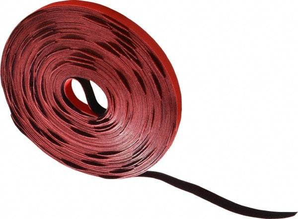 VELCRO Brand - 75 Piece 3/4" Wide x 12" Piece Length, Self Fastening Tie/Strap Hook & Loop Strap - Perforated/Pieces Roll, Red, Printable Surface - Industrial Tool & Supply