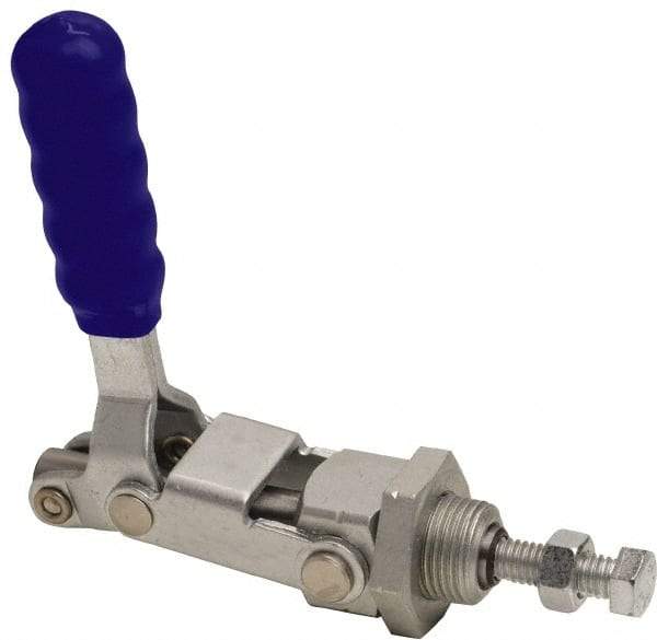 Gibraltar - 300 Lb Load Capacity, Flush Base, Carbon Steel, Standard Straight Line Action Clamp - 3/4" Mounting Hole Diam, 0.44" Plunger Diam, Straight Handle - Industrial Tool & Supply