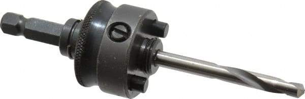 Starrett - 1-1/4 to 8-9/32" Tool Diam Compatibility, Straight Shank, Carbide-Tipped Integral Pilot Drill, Hole Cutting Tool Arbor - 3/8" Min Chuck, Hex Shank Cross Section, Threaded Shank Attachment, For SH, DH, CT & D Hole Saws - Industrial Tool & Supply