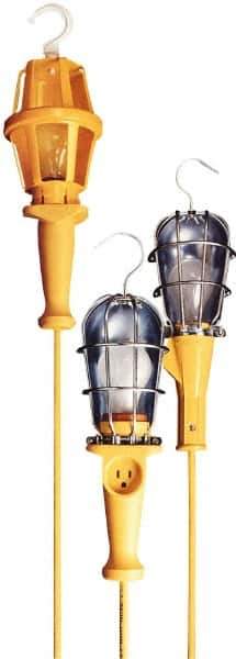 Woodhead Electrical - 240 Volt, 100 Watt, Electric, Incandescent Portable Handheld Work Light - 50' Cord, 1 Head, 1,000 Lumens, Zinc-Plated Steel, 101.6mm Wide x 374.65mm High - Industrial Tool & Supply