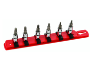 6 Piece - T10 - T30 on Rail - 1/4" Square Drive with 1/4" Replaceable Hex Bit - Torx Bit Socket Set - Industrial Tool & Supply