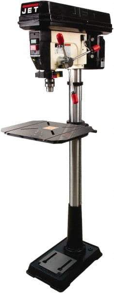 Jet - 16-1/2" Swing, Variable Speed Pulley Drill Press - Variable Speed, 3/4 hp, Single Phase - Industrial Tool & Supply