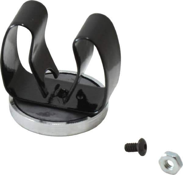 Mag-Mate - 11 Lb Max Pull Force, 1-17/32" Overall Height, 1.41" Diam, Ceramic Cup Magnet - Clamp Style, 1-1/8" Clamp Opening, Chrome Plated - Industrial Tool & Supply