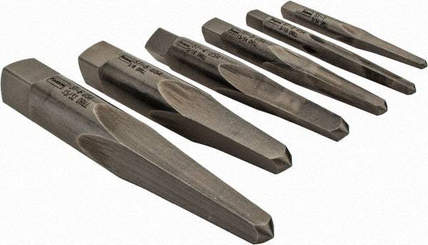 Irwin - 6 Piece Straight Flute Screw Extractor Set - #1 to #6 Size Range - Industrial Tool & Supply