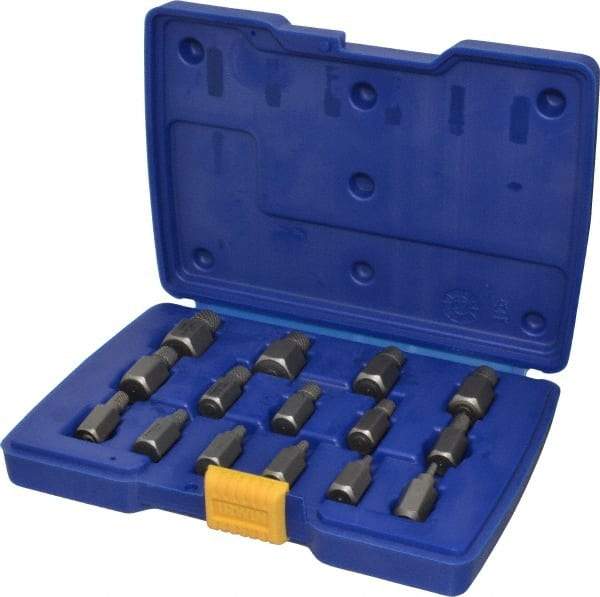 Irwin - 15 Piece Spiral Flute Screw Extractor Set - Screw Range 1/8 to 9/16" - Industrial Tool & Supply