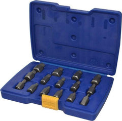 Irwin - 15 Piece Spiral Flute Screw Extractor Set - Screw Range 1/8 to 9/16" - Industrial Tool & Supply