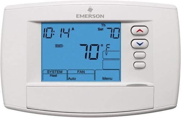 White-Rodgers - 45 to 99°F, 4 Heat, 2 Cool, Premium Commercial Digital 7 Day Programmable Universal Multi-Stage or Heat Pump Thermostat - 0 to 30 Volts, Horizontal Mount, Electronic Contacts Switch - Industrial Tool & Supply